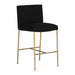 Heston Brass Kitchen Stool with Back - Black Linen