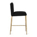 Heston Brass Kitchen Stool with Back - Black Linen
