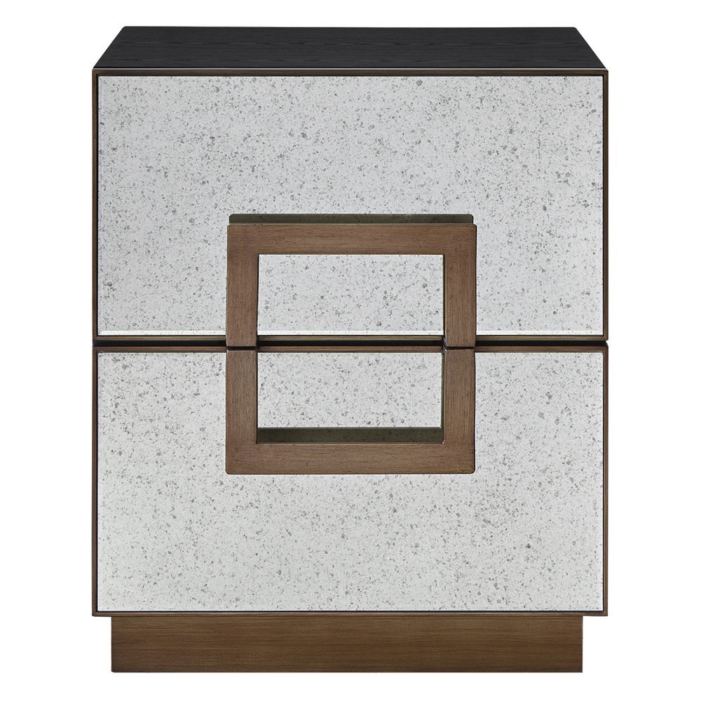 Mira Mirrored Bedside Table - Antique Bronze