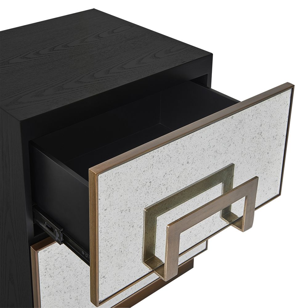 Mira Mirrored Bedside Table - Antique Bronze