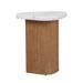 Solstice Ivory Cloud Marble Side Table - Oak