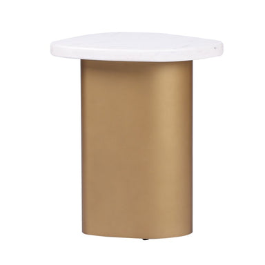 Solstice White Marble Side Table - Antique Gold