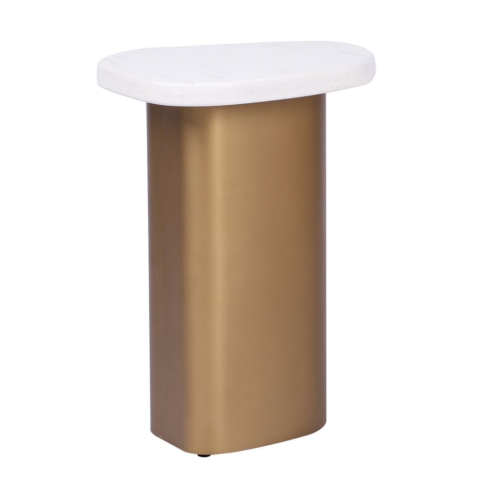 Solstice White Marble Side Table - Antique Gold
