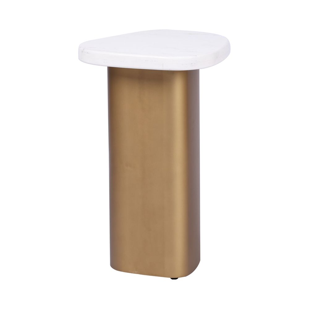 Solstice White Marble Side Table - Antique Gold