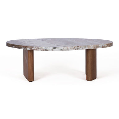 Solstice River Brown Marble Coffee Table - Small Walnut