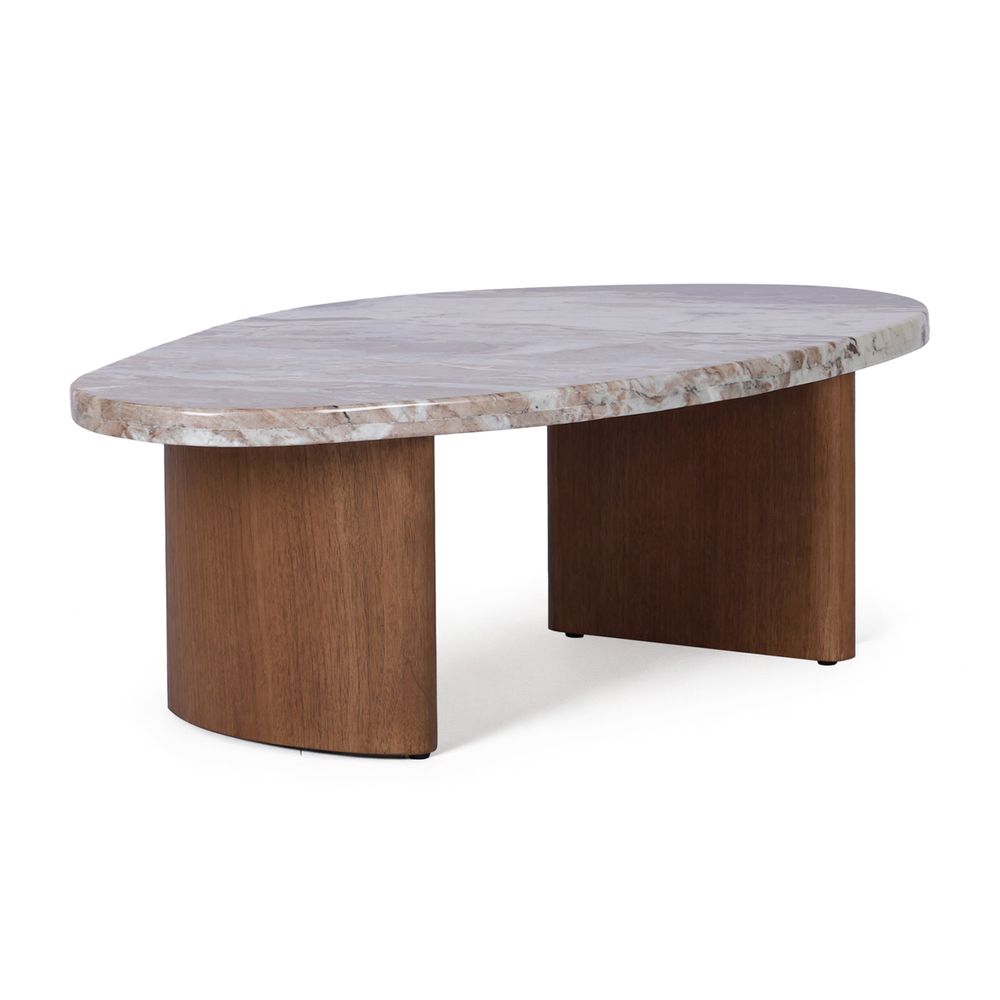 Solstice River Brown Marble Coffee Table - Small Walnut
