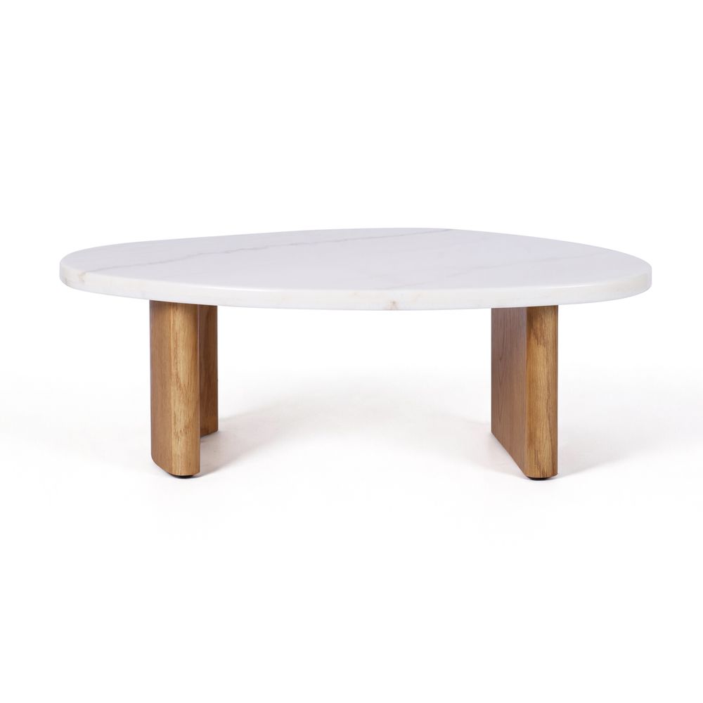 Solstice Ivory Cloud Marble Coffee Table - Small Oak