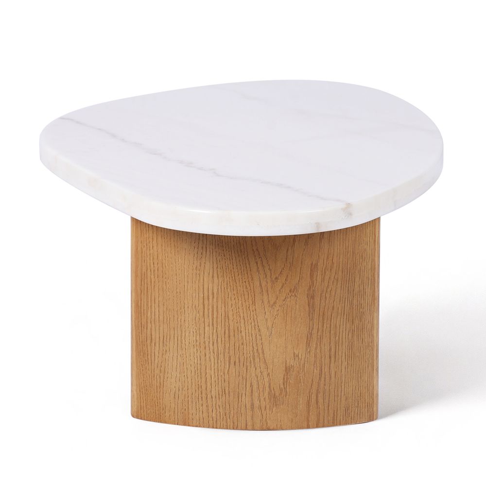 Solstice Ivory Cloud Marble Coffee Table - Small Oak