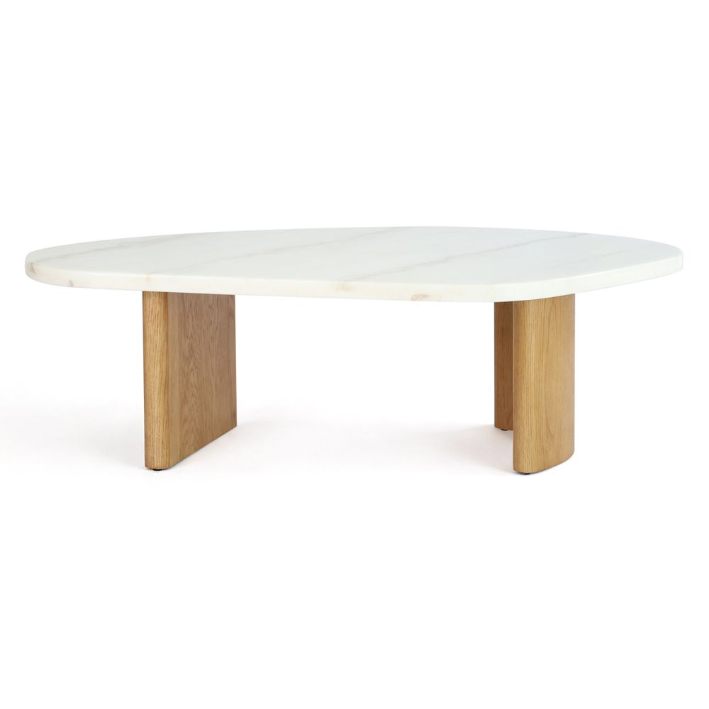 Solstice Ivory Cloud Marble Coffee Table - Large Oak