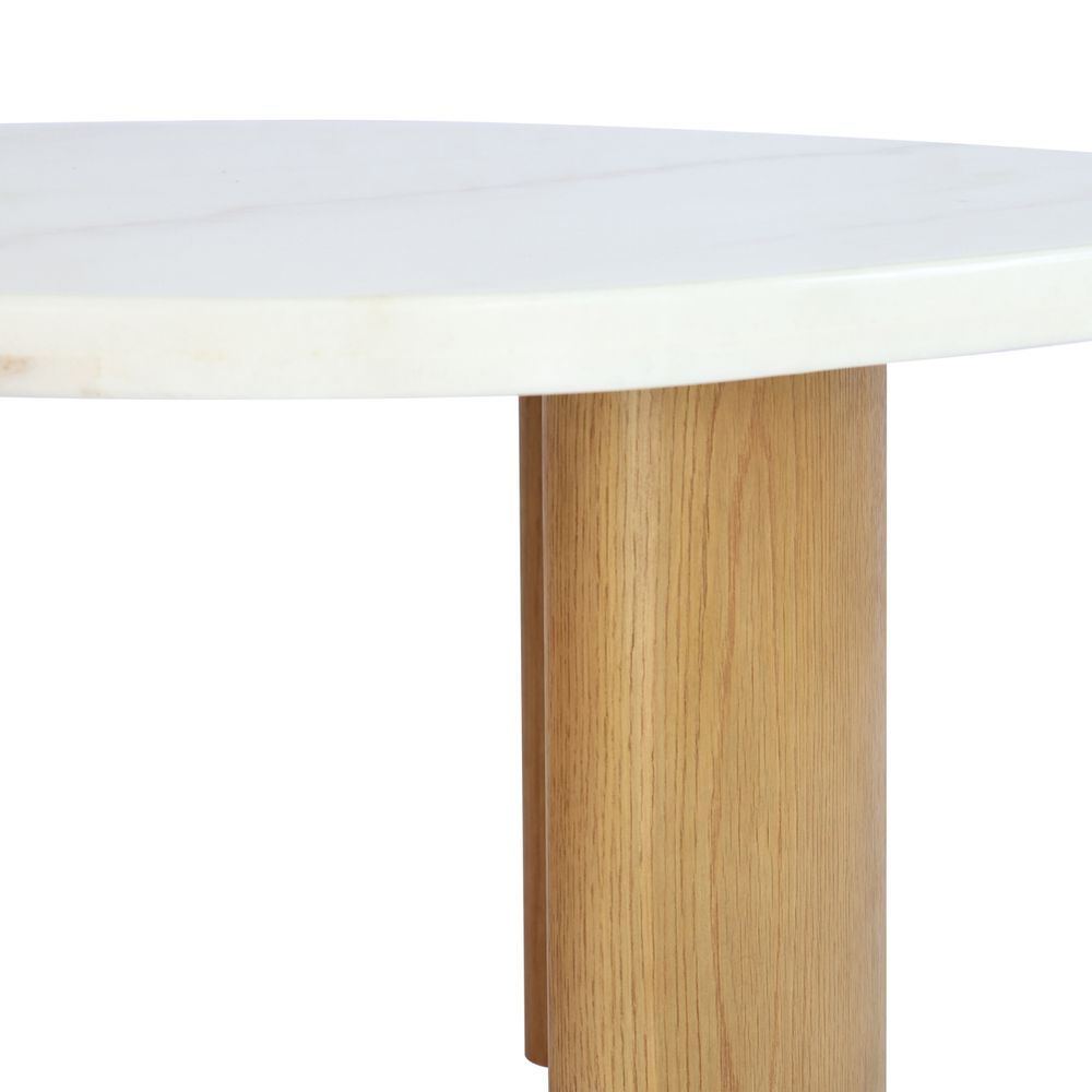 Solstice Ivory Cloud Marble Coffee Table - Large Oak