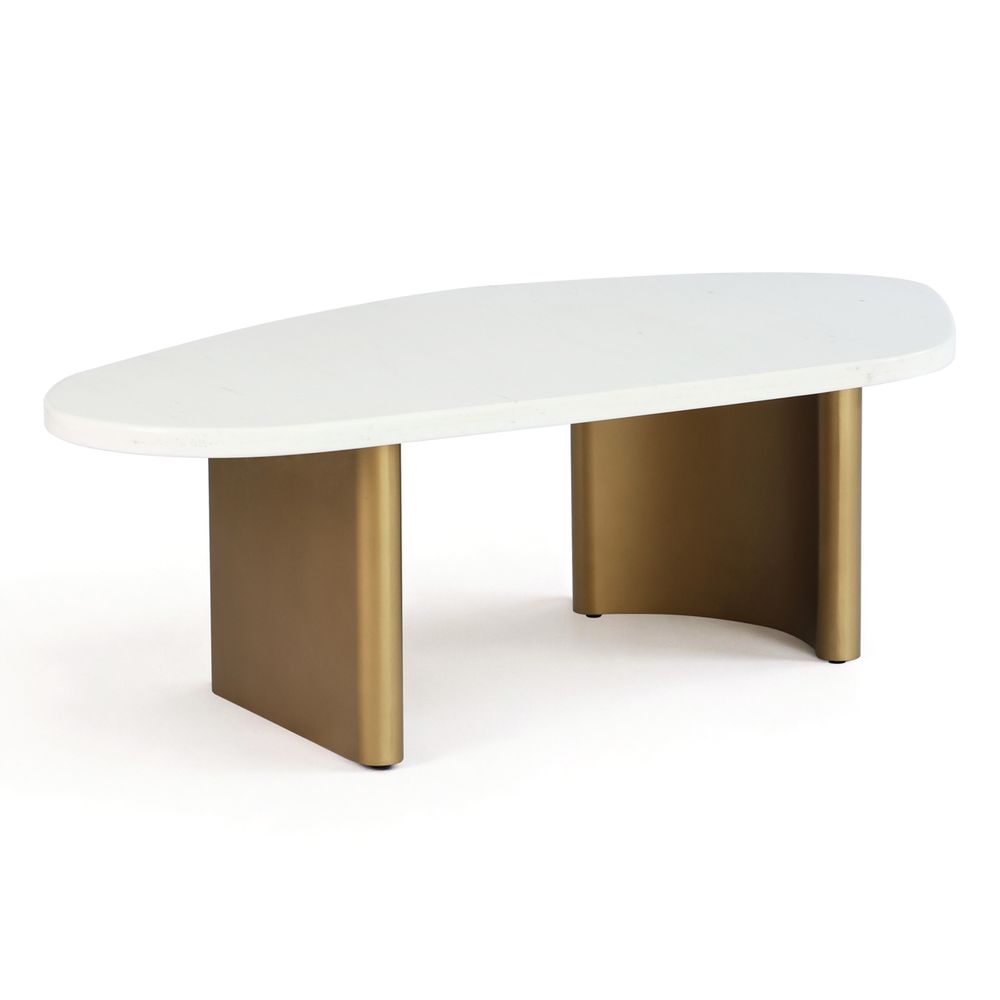 Solstice White Marble Coffee Table - Large Antique Gold