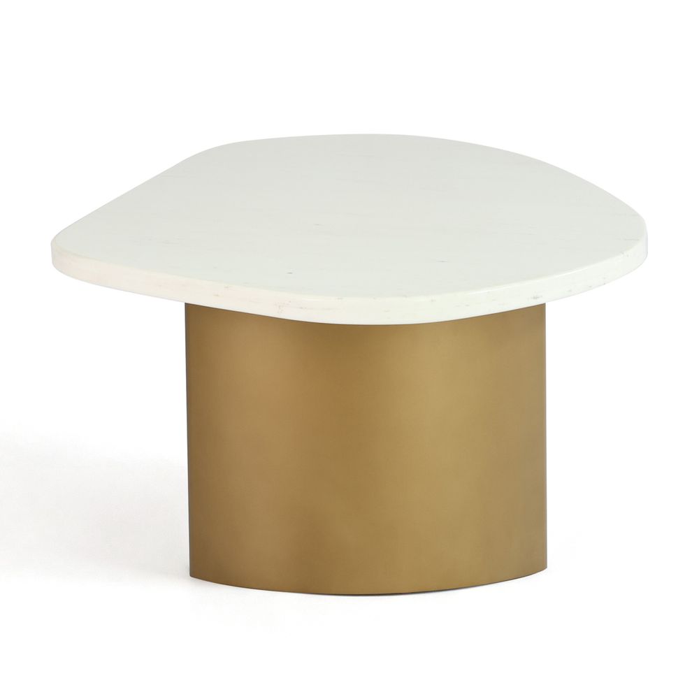 Solstice White Marble Coffee Table - Large Antique Gold