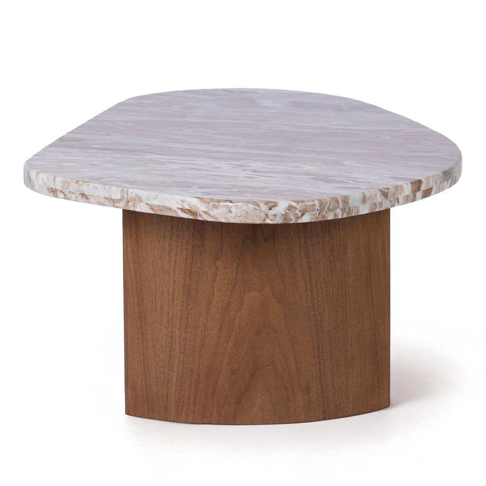 Solstice River Brown Marble Coffee Table - Large Walnut