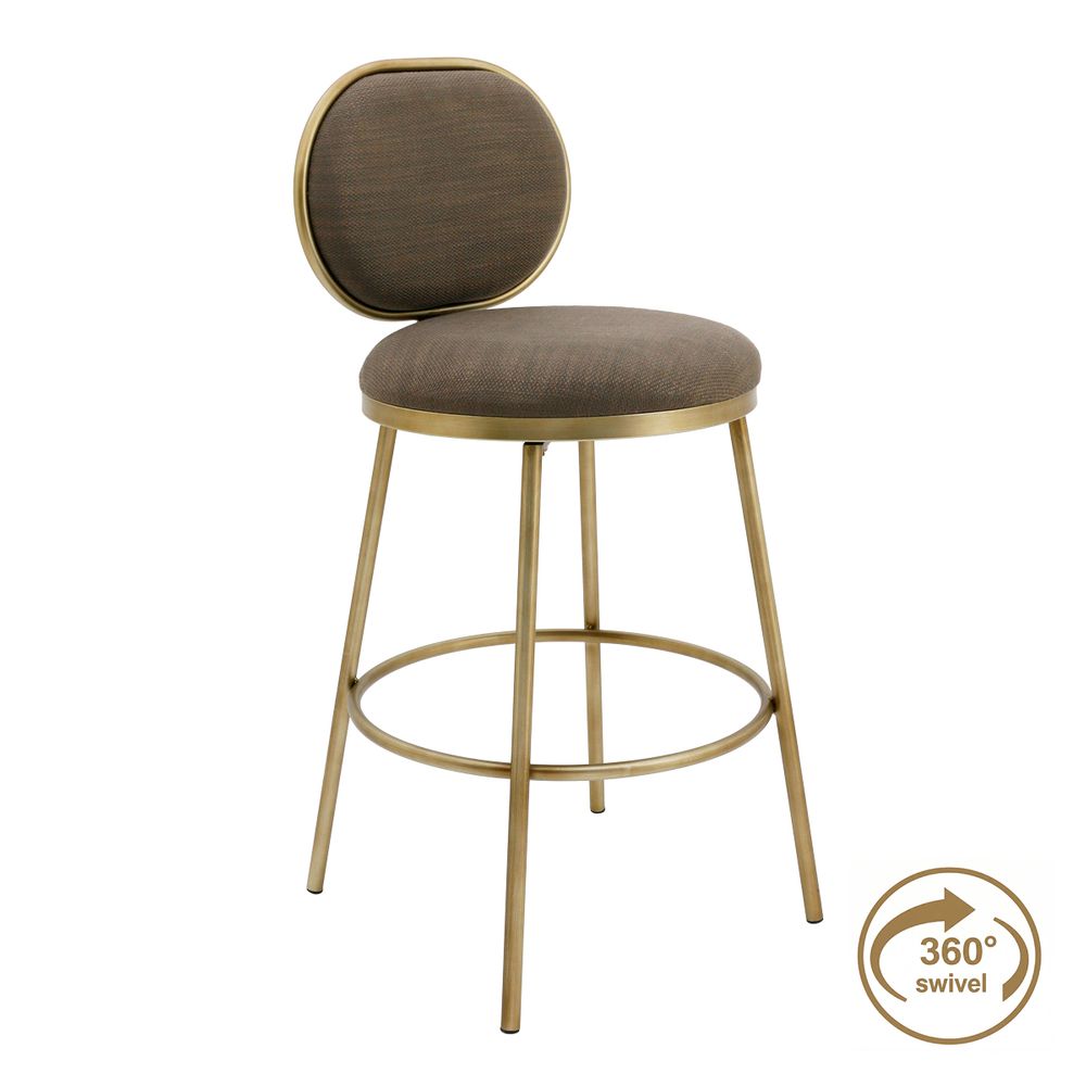 Eliza Swivel Kitchen Stool - Chocolate Linen