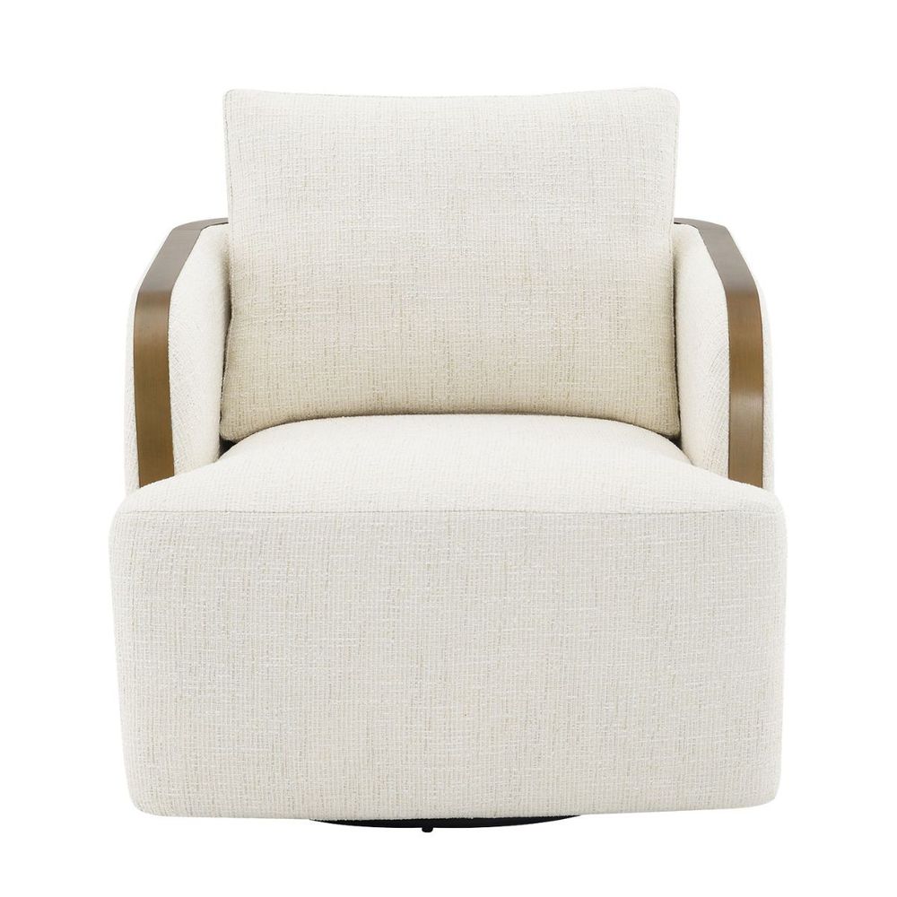 Compton Swivel Arm Chair - Brass/Ivory