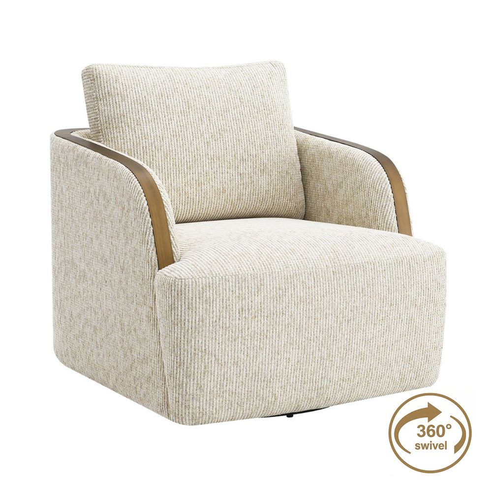 Compton Swivel Arm Chair - Brass/Off White