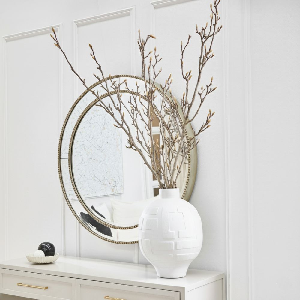 Zeta Round Wall Mirror - Antique Silver