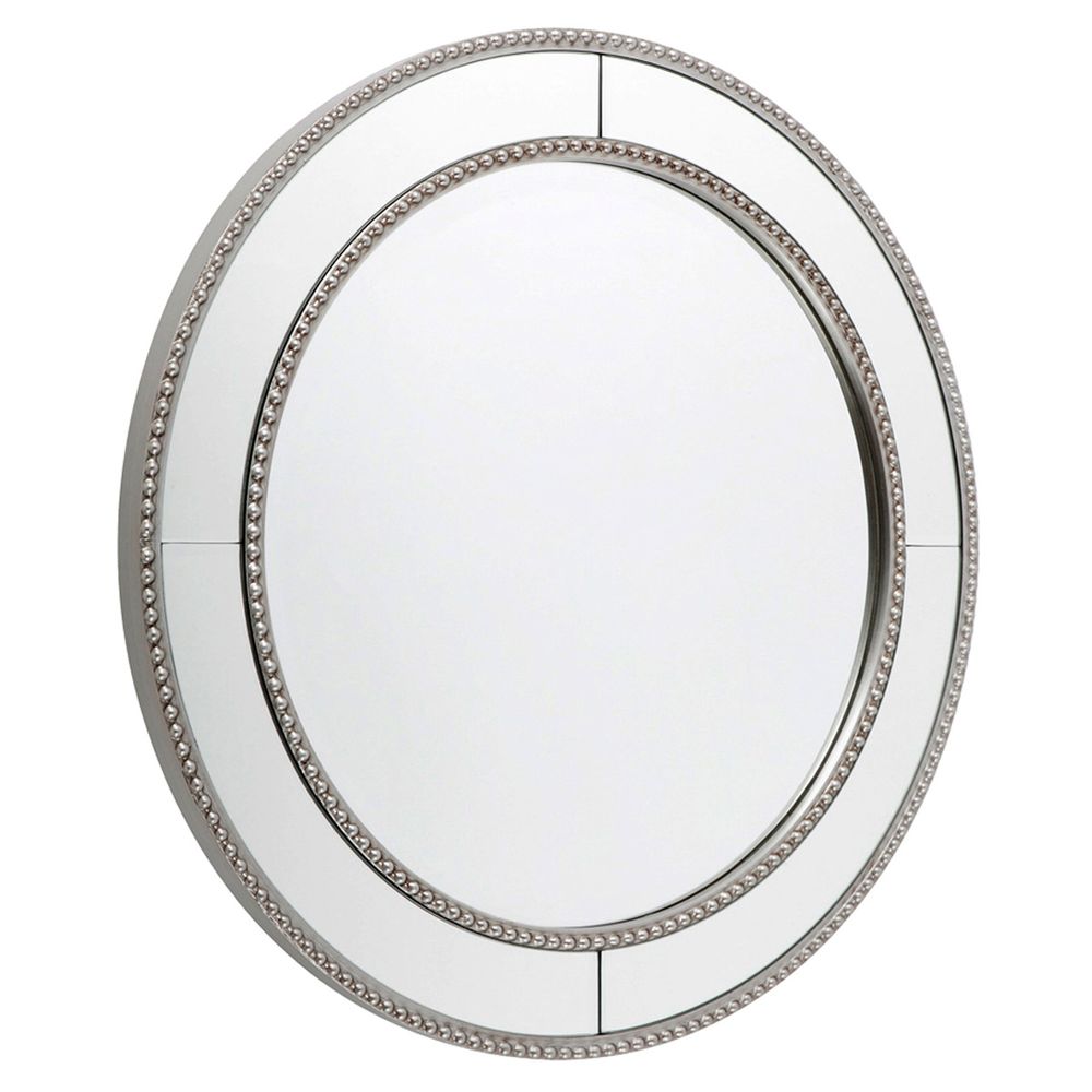 Zeta Round Wall Mirror - Antique Silver