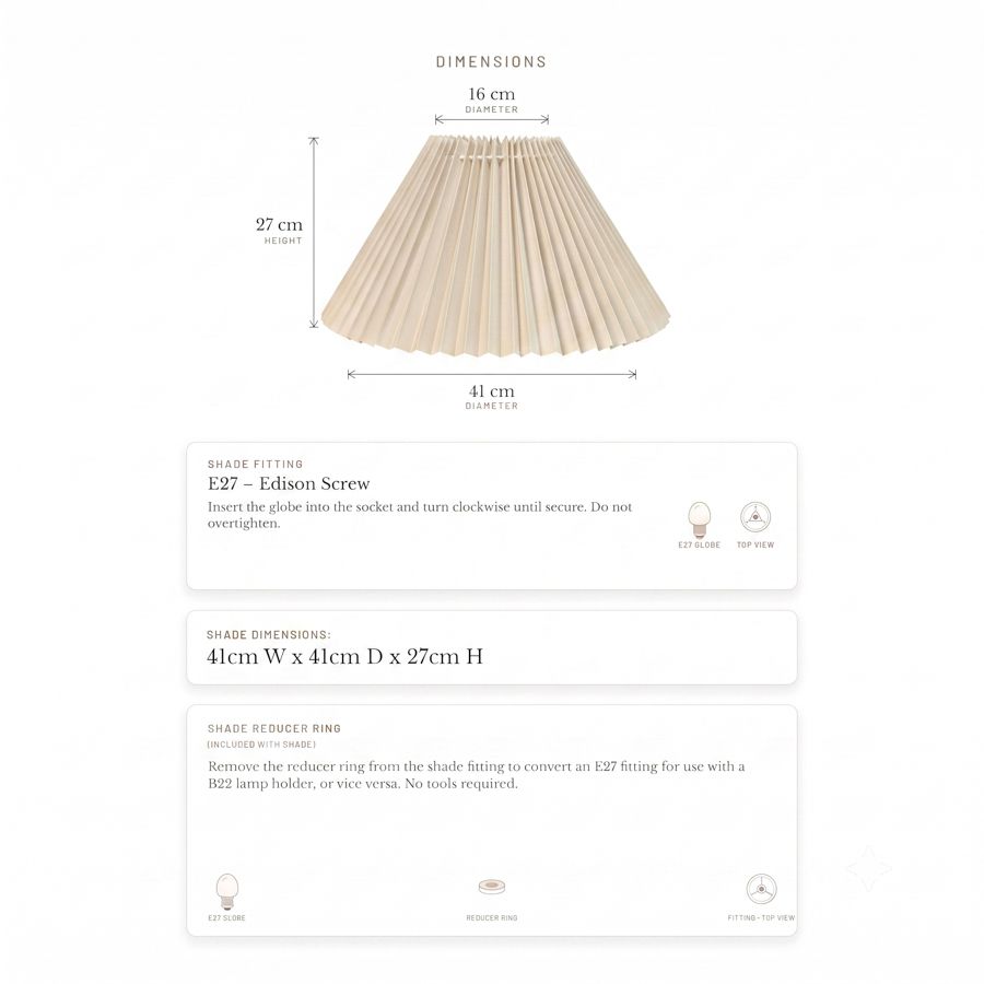 Anya Pleated Empire Shade - Medium Off White