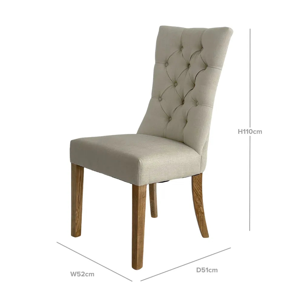 Diana Buttoned Hamptons Linen Blend Dining Chair