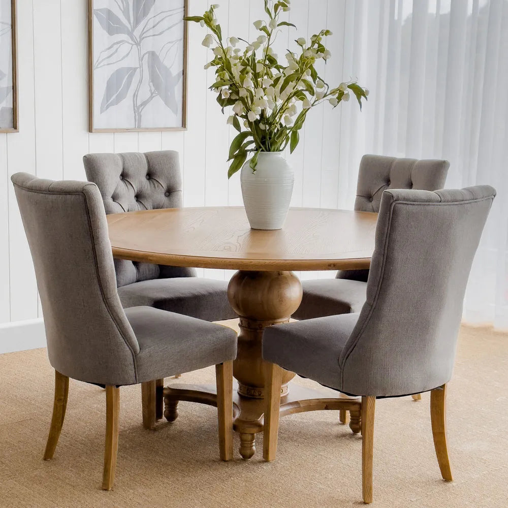 Diana Buttoned Hamptons Linen Blend Dining Chair