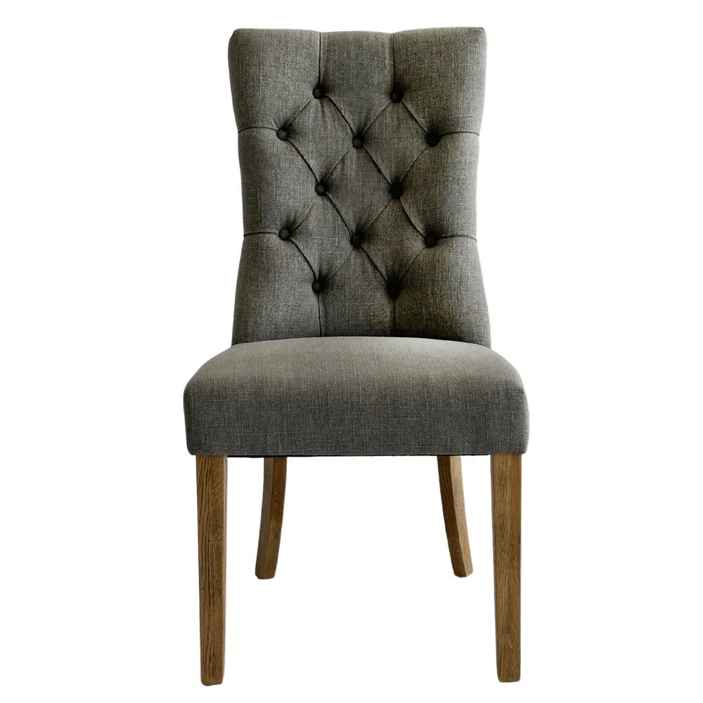 Diana Buttoned Hamptons Linen Blend Dining Chair