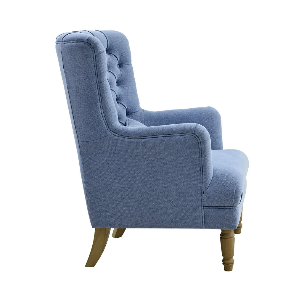 Bayside Hamptons Button Tufted Winged Armchair - Slate Blue