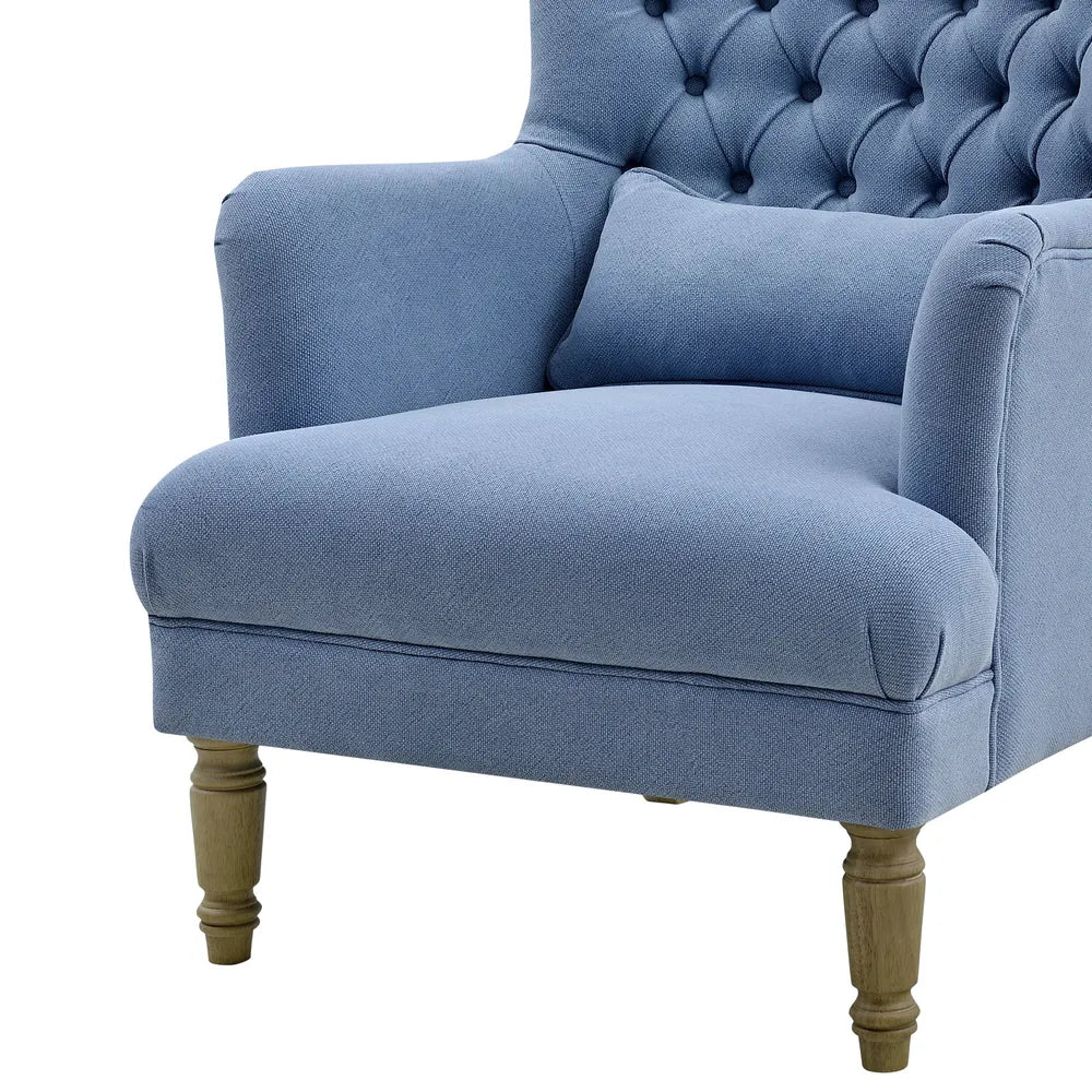 Bayside Hamptons Button Tufted Winged Armchair - Slate Blue