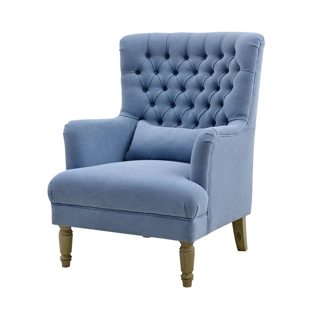 Bayside Hamptons Button Tufted Winged Armchair - Slate Blue