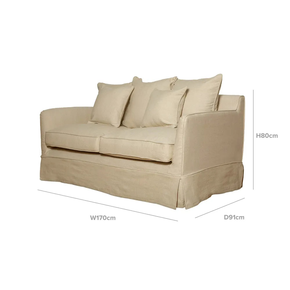 Noosa 2- Seater Sofa Beige Linen Blend