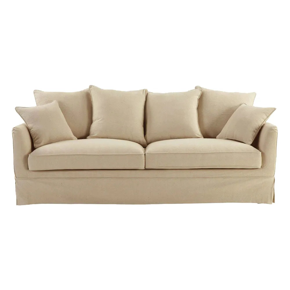 Noosa 3- Seater Sofa Beige Linen Blend