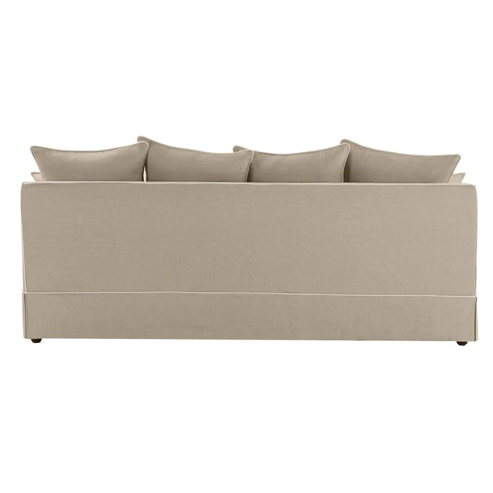 Noosa 3- Seater Sofa Natural With White Piping Linen Blend