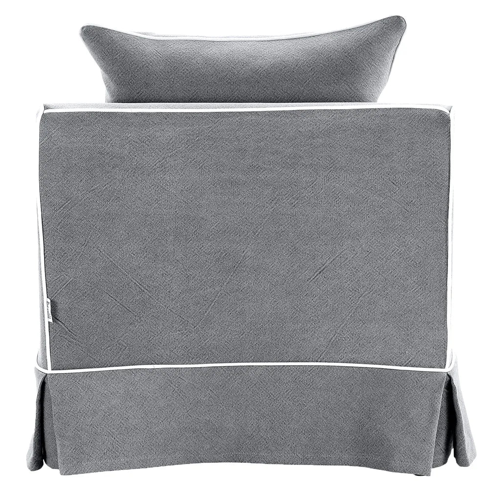 Noosa Armchair Grey With White Piping Linen Blend