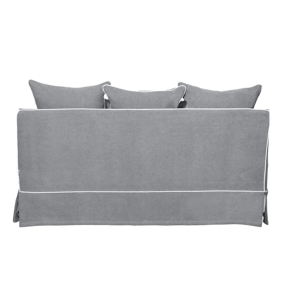 Noosa 2- Seater Sofa Grey With White Piping Linen Blend