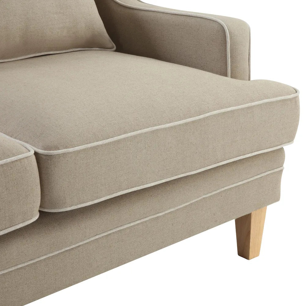 Bondi 2 Seater + 3 Seater Fabric Sofa - Natural/ White Piping