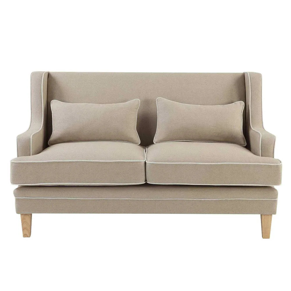 Bondi 2 Seater + 3 Seater Fabric Sofa - Natural/ White Piping
