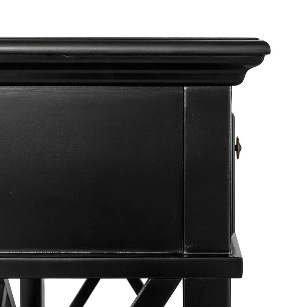 Sorrento 3 Drawer Hamptons Console Table 190cm - Black