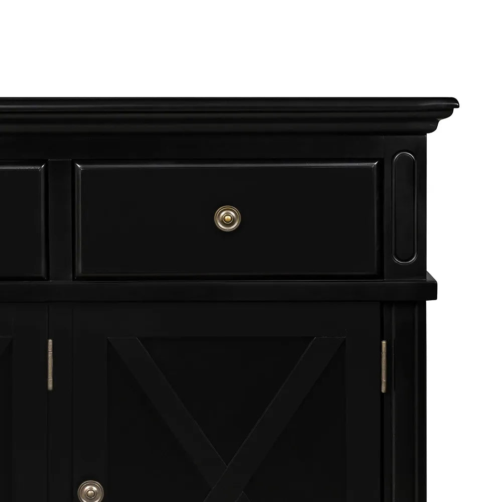 Sorrento 3 Door Hamptons Buffet 145cm - Black