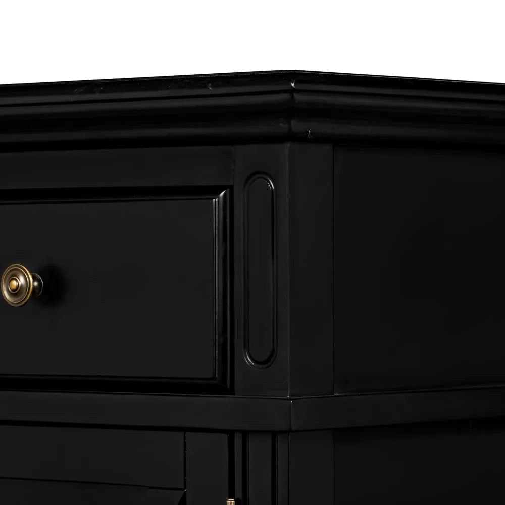 Sorrento 3 Door Hamptons Buffet 145cm - Black