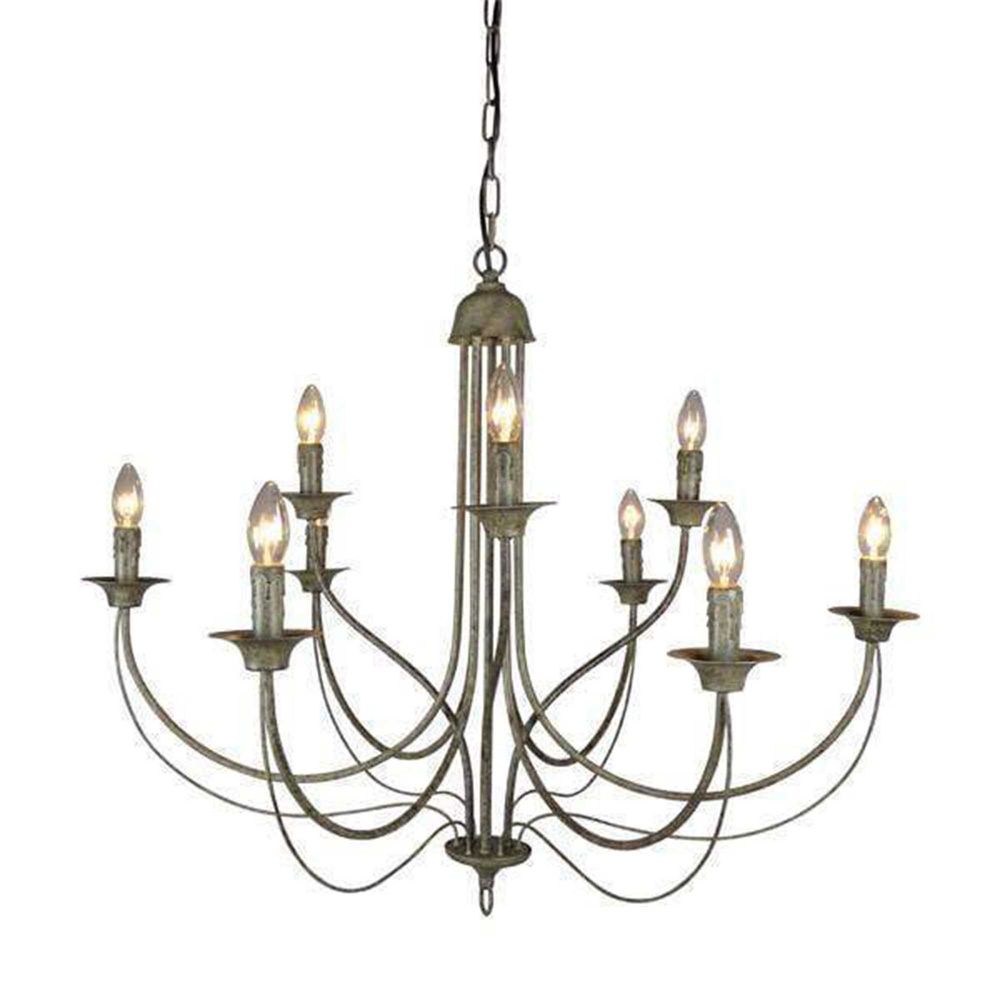 9 Arm Iron Chandelier - Taupe