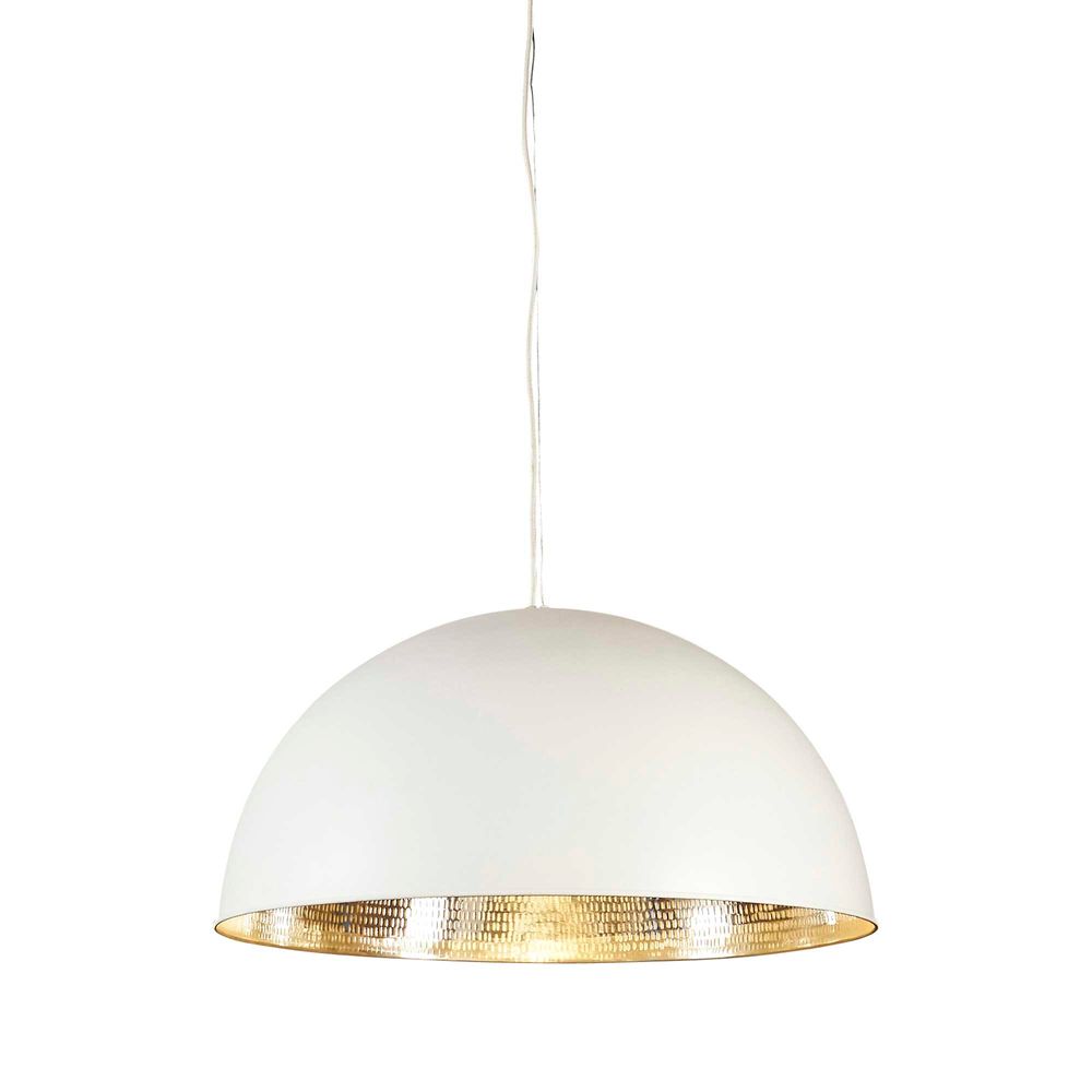 Alfresco Dome Ceiling Pendant - White and Silver