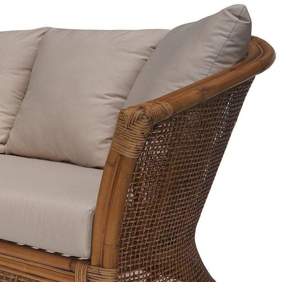 Cayman Hamptons Rattan 3 Seater Sofa with Cushions - Beige