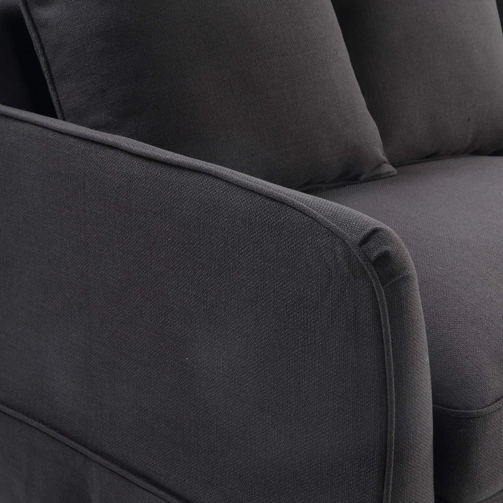 Noosa Hamptons 3 Seater Sofa with Cushion - Charcoal Cover