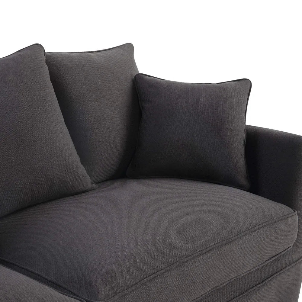 Noosa Hamptons 3 Seater Sofa with Cushion - Charcoal Cover