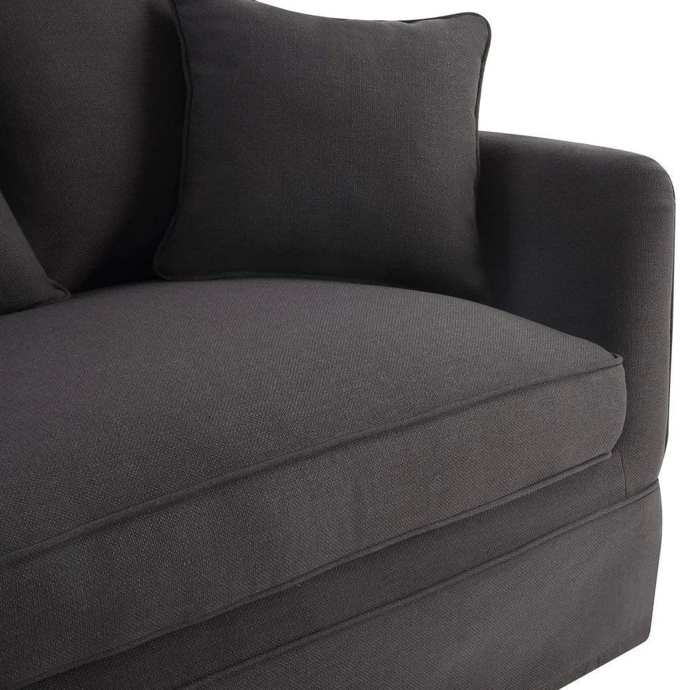 Noosa Hamptons 3 Seater Sofa with Cushion - Charcoal Cover