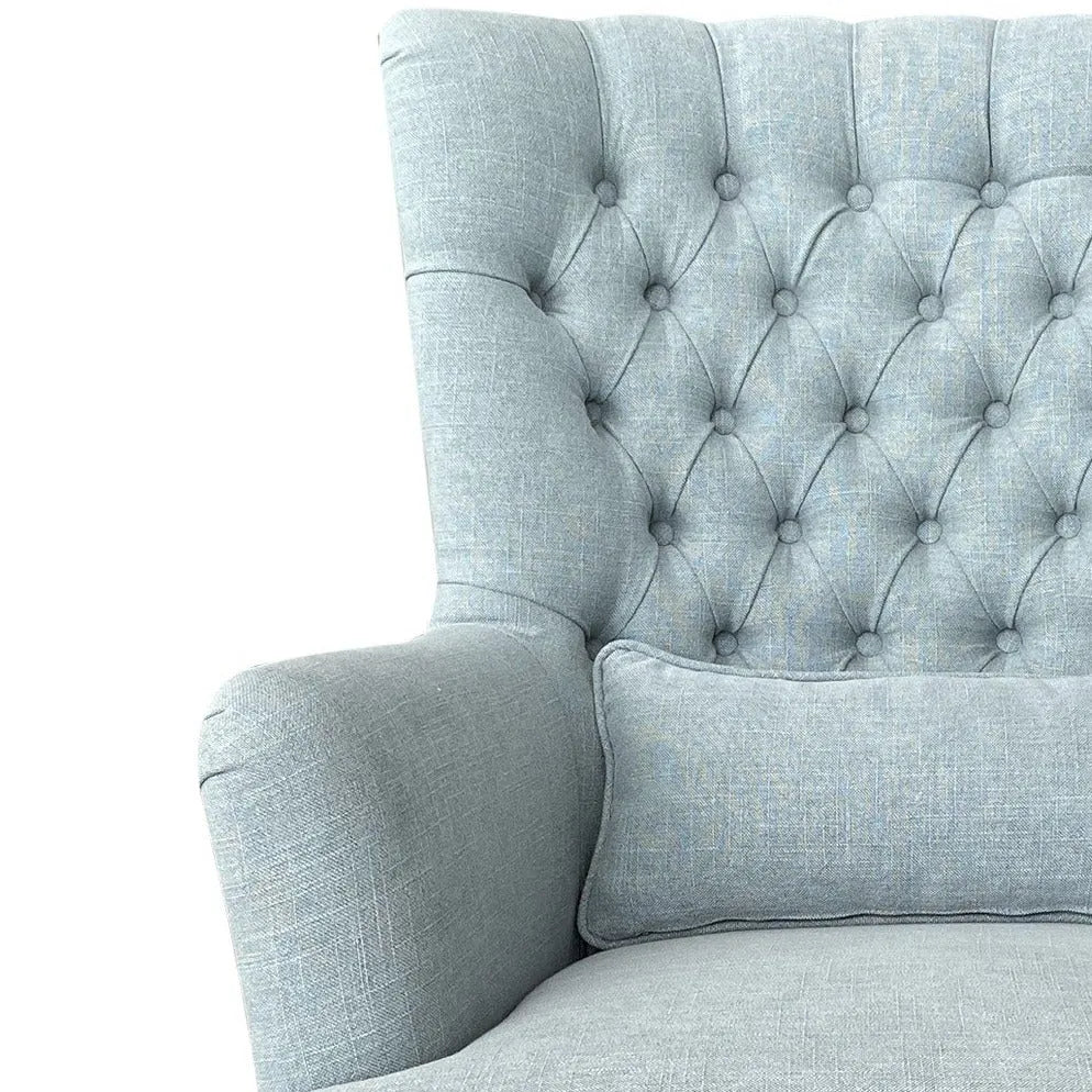 Bayside Hamptons Button Tufted Winged Armchair - Pistachio