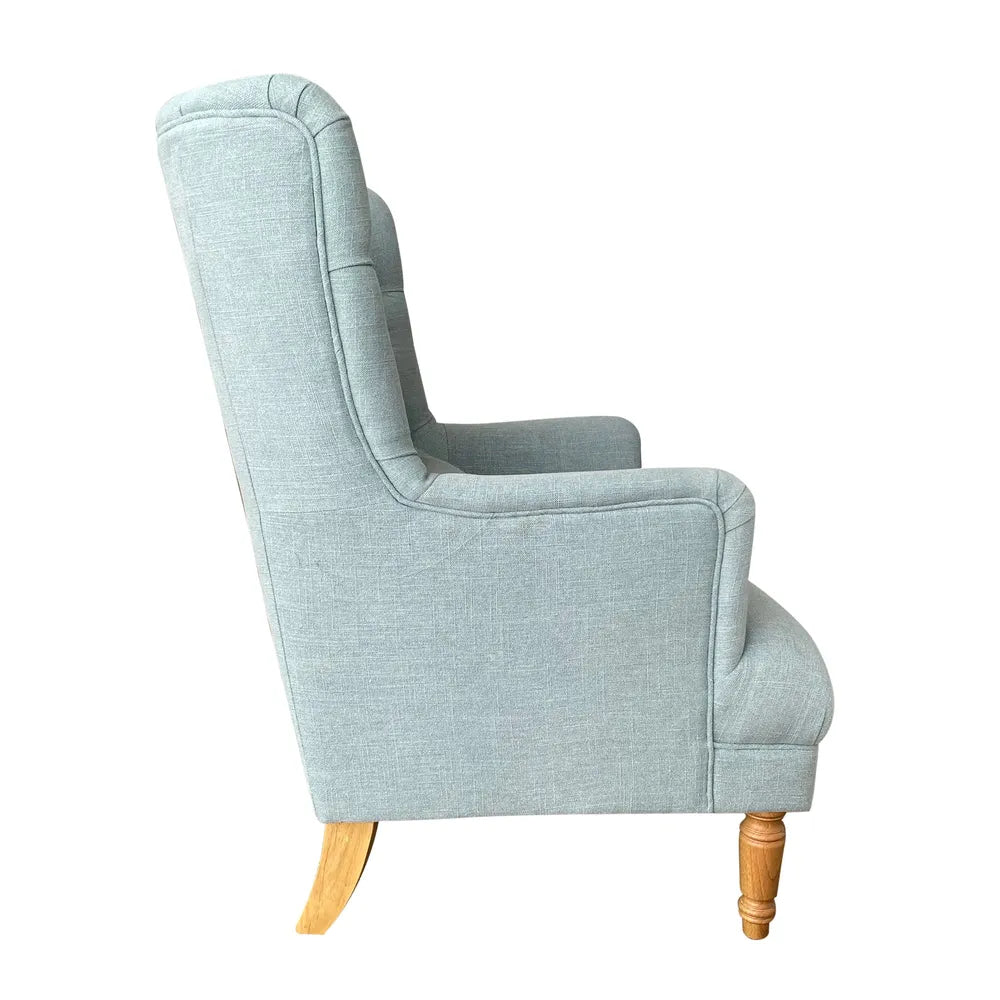 Bayside Hamptons Button Tufted Winged Armchair - Pistachio