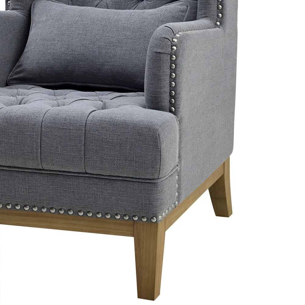 George Buttoned Armchair - Grey