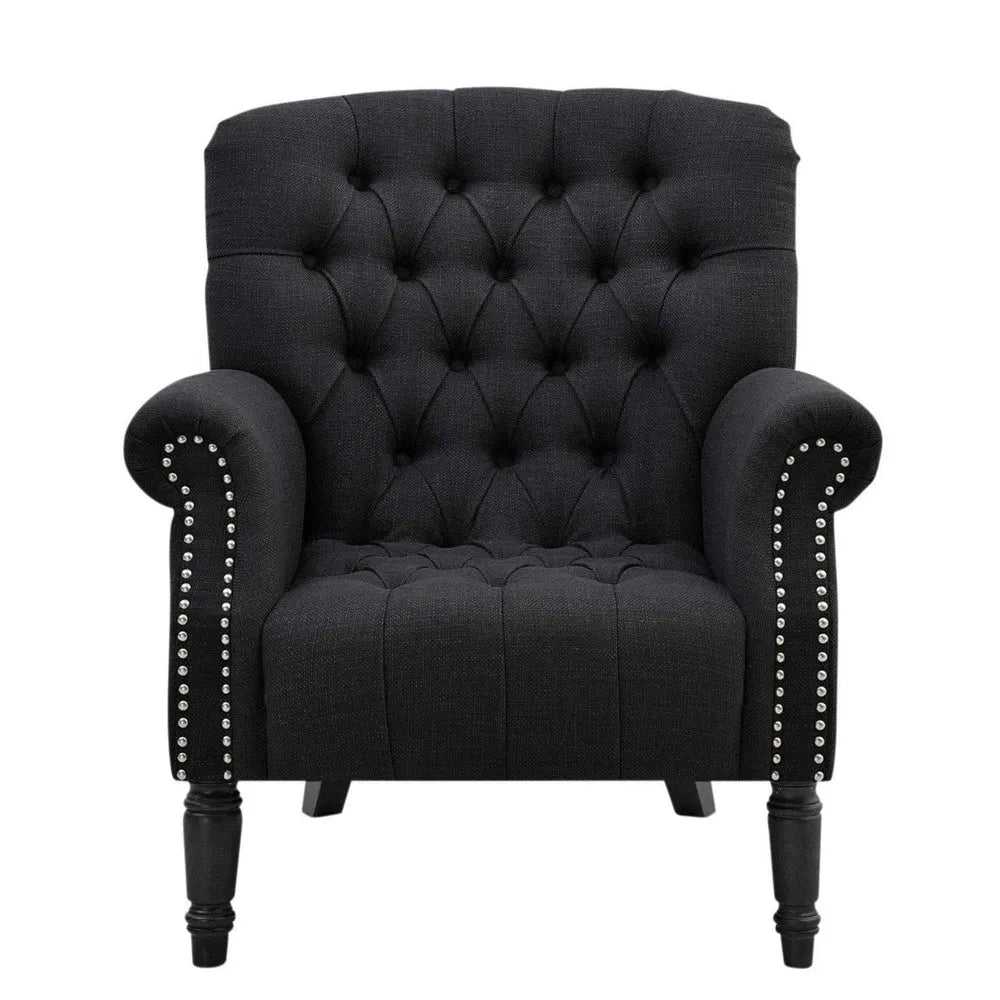 Maurice Buttoned Armchair With Studs
