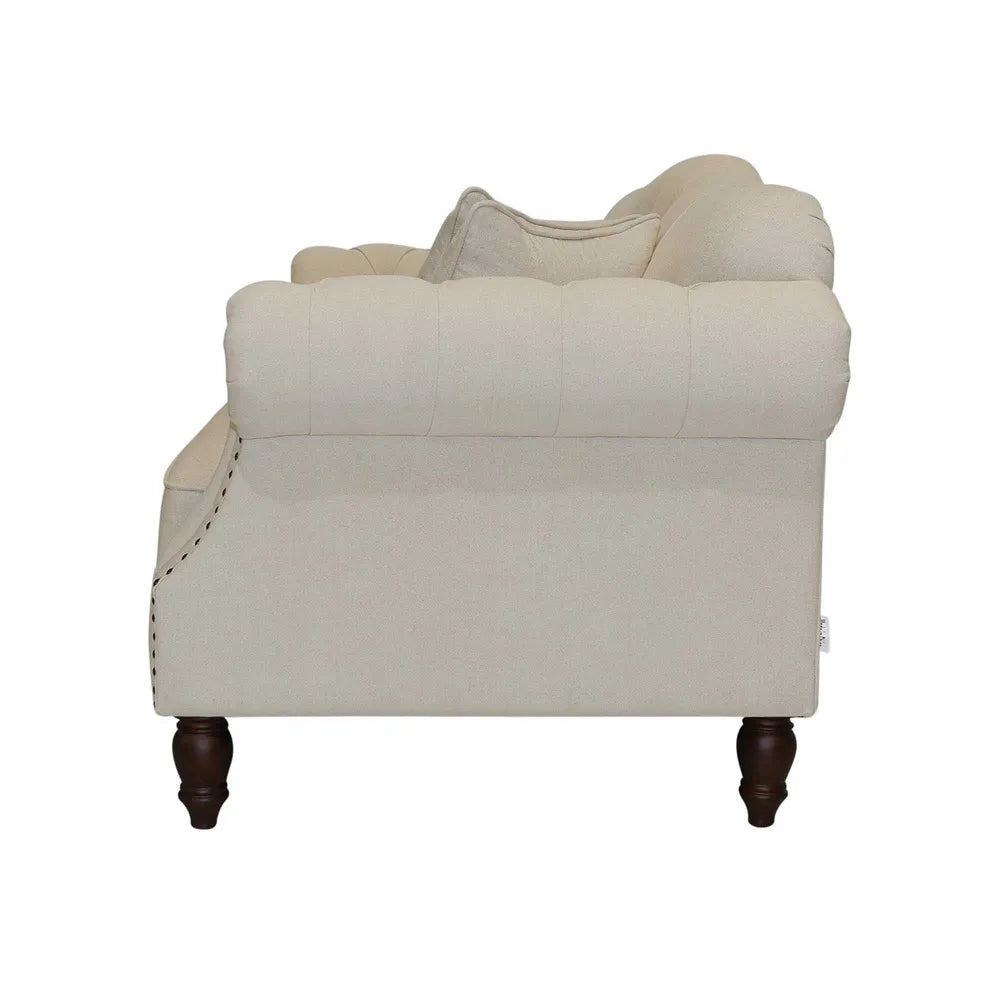 Vaucluse Buttoned Fabric Sofa - Beige